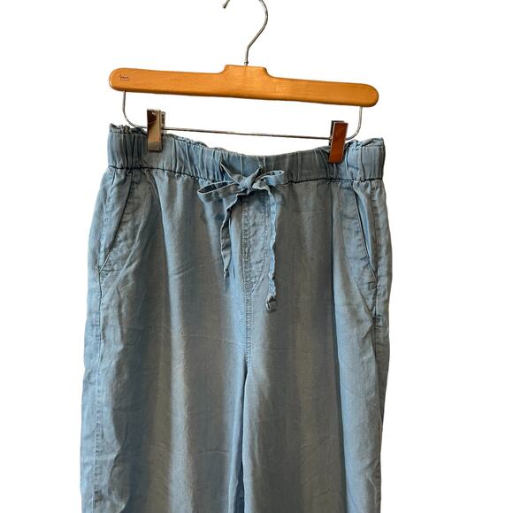 Zac & Rachel Wide Leg Cropped Chambray Pants Blue S - Picture 2 of 5